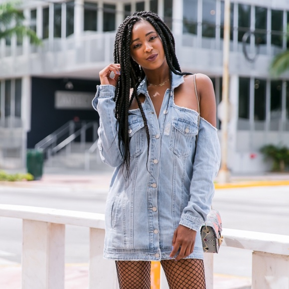 cold shoulder denim jacket